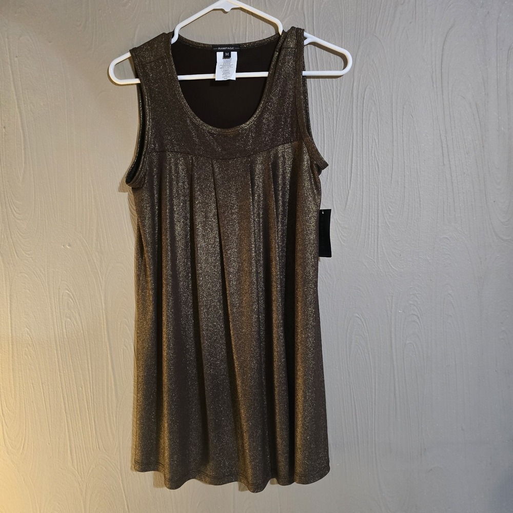 Rampage Y2K Silky Buttery Gold Shimmer Babydoll Dress Size M